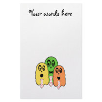 Ghosts in yellow green orange with ties stationery paper