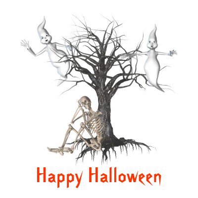 Ghosts Skeleton Kids Funny Halloween T-Shirt by SmilinEyesTreasures