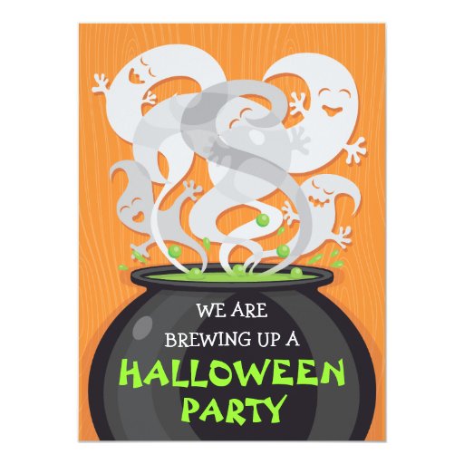Ghosts & Witches Cauldron Halloween Invitation