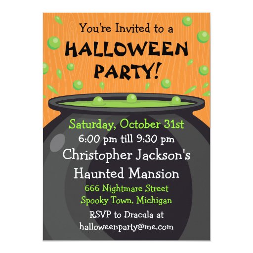 Ghosts & Witches Cauldron Halloween Invitation