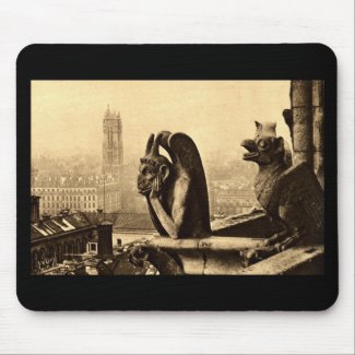 Ghoul Notre Dame, Paris France 1912 Vintage mousepad