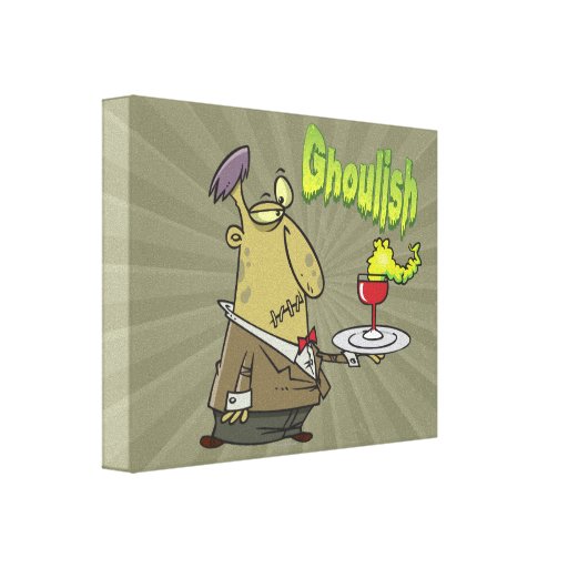 ghoulish creepy waiter serving drinks stretched canvas print