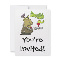 ghoulish creepy waiter serving drinks invite