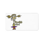 ghoulish girl zombie girl cartoon personalized address label