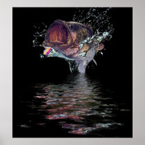 Giant 4ft. Bass Leaping Poster posters