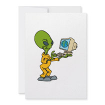Giant Alien with Toy Computer Custom Invites