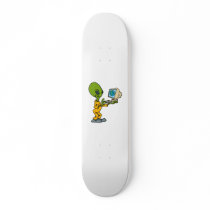 Giant Alien with Toy Computer Skate Board Decks