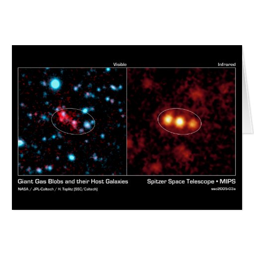 Giant Gas Blobs and their Host Galaxies - Spitzer  Greeting Card