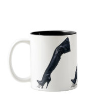 Giant Leather Thigh High Boot Tramples a slave Mug