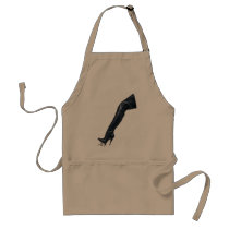Giant Leather Thigh High Boot Tramples Apron