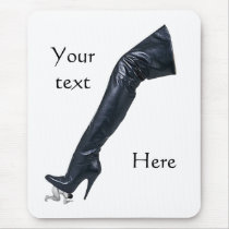 Giant Leather Thigh High Boot Tramples Mouse Pad mousepads by uniqueandkinky Giant Leather Thigh High Boot Tramples Mouse Pad mousepads