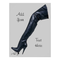 Giant Leather Thigh High Boot Tramples Posters posters by uniqueandkinky Giant Leather Thigh High Boot Tramples Posters posters