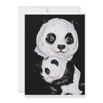 Giant Panda and Cub Personalized Invitation