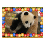 Giant Panda Bear or Baby Panda Christmas Postcard