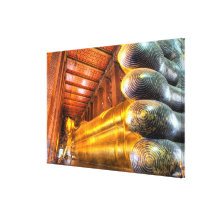Giant reclining Buddha inside temple, Wat Pho, Stretched Canvas Print