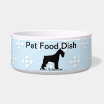 Giant Schnauzer ~ Blue w/White Diamond Design pet bowls