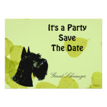 Giant Schnauzer ~ Green Leaves Design Invitations