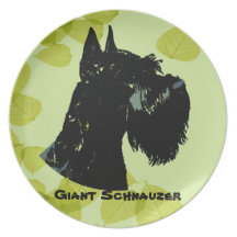 Giant Schnauzer ~ Green Leaves Design Plates