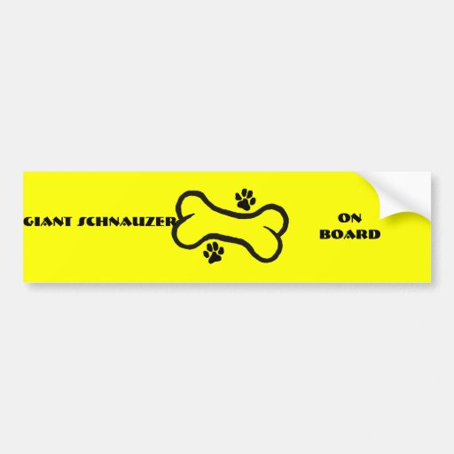 Giant Schnauzer with Bone N Pawprint Design Bumper Stickers