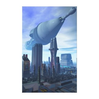 Giant Spacecraft Arrival Gallery Wrapped Canvas