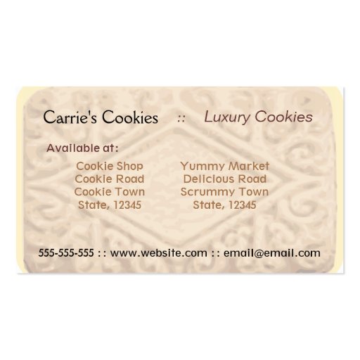 Giant Vanilla Sandwich Cream Cookie Business Card (back side)