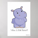 Giant 'Where Is Mah Bucket' Hippo Poster posters