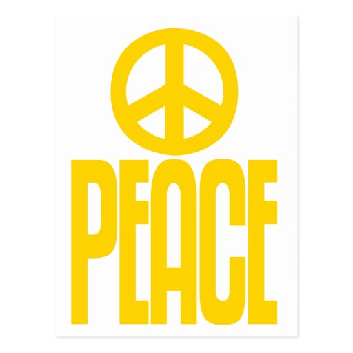 Giant Yellow Peace Sign Text, Loudmouth Postcard | Zazzle