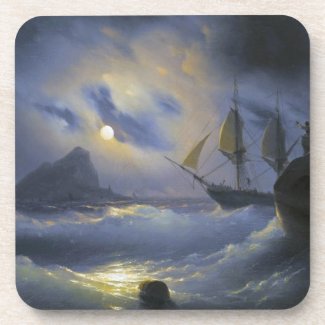 Gibraltar by Night Ivan Aivasovsky seascape waters Coaster