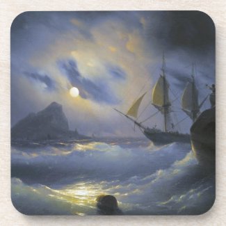 Gibraltar by Night Ivan Aivasovsky seascape waters Coaster