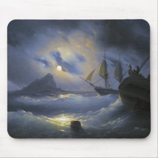 Gibraltar by Night Ivan Aivasovsky seascape waters Mouse Pads