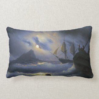 Gibraltar by Night Ivan Aivasovsky seascape waters Pillow