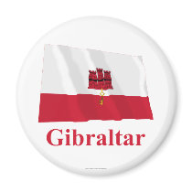 Gibraltar Waving Flag with Name Refrigerator Magnets