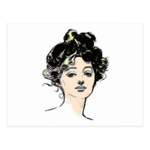 Gibson Girl Head Designs Postcard