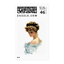 Gibson Girl in Blue Postage Stamps