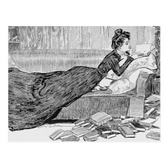 Gibson Girl Reading a Book Post Card