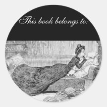 Gibson Girl Reading a Book Round Stickers