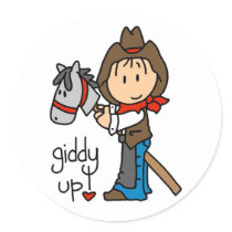 Giddy Up Cowboy Tshirts and Gifts stickers by toddlersplace Giddy Up Cowboy Tshirts and Gifts stickers
