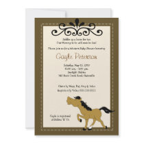 Giddy Up Horse Cowgirl 5x7 Baby Shower Invitation