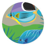 gif_0_Z-10 TROPICAL BLUE FISH cartoon vectors Round Sticker