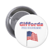 Giffords for Congress Patriotic American Flag Desi Pinback Buttons