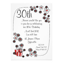 Gift and Flowers 30th Birthday Invitation invitations