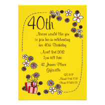 Gift and Flowers 40th Birthday Invitation invitations
