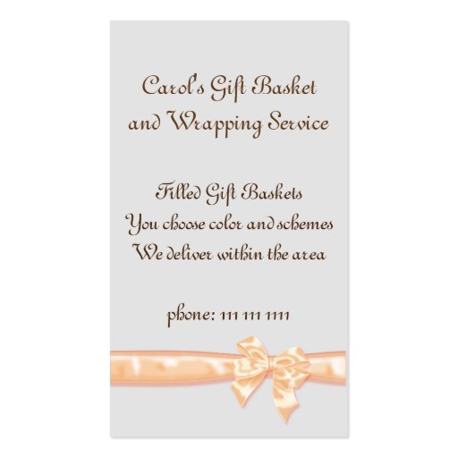Gift Basket Service Template, Simple Peach Ribbon DoubleSided Standard