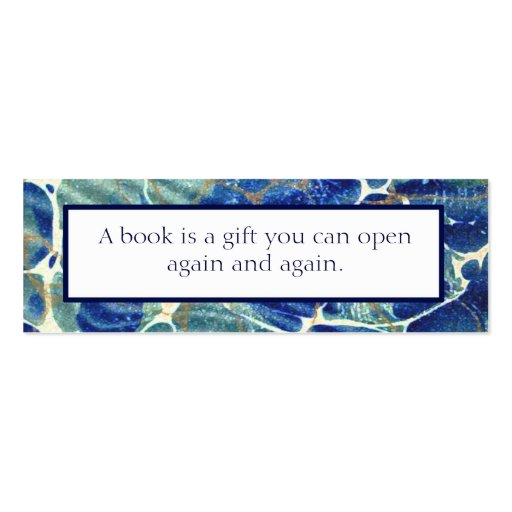 Gift Book Blue Batik Marble Bookmark Business Cards (back side)