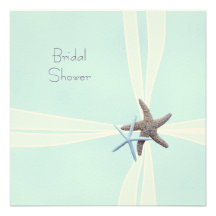 Gift Box Starfish Square Shower Invitations