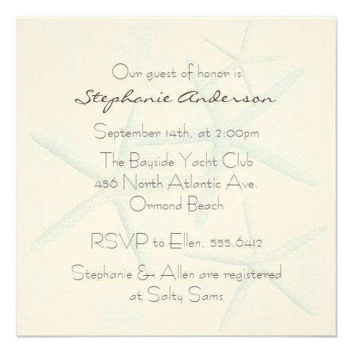 Gift Box Starfish Square Shower Invitations