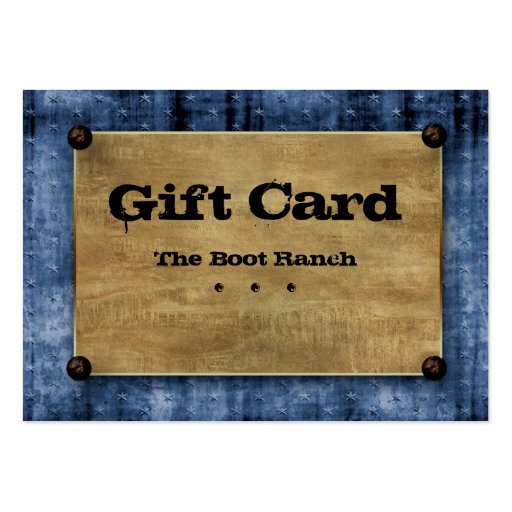 Gift Card Blue Denim Texas Star Studs Business Card Template (front side)