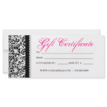 Gift Card Salon Spa Pink Damask Jewelry Heart Rack Card Design