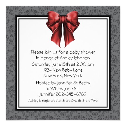 Gift Carriage Red Black Baby Shower Invitations