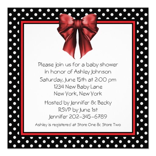 Gift Carriage Red Black Baby Shower Invitations